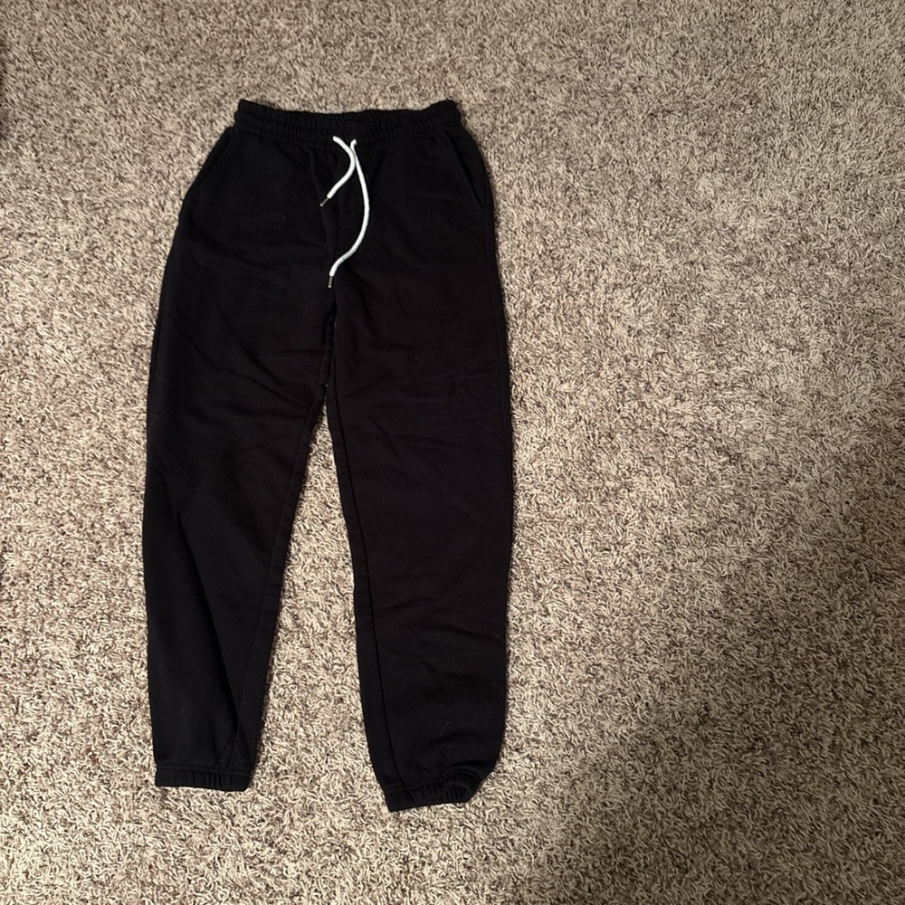 Black Jogger Pants with White Drawstring